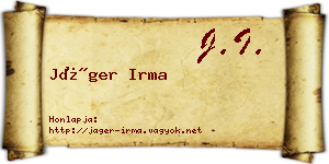 Jáger Irma névjegykártya
