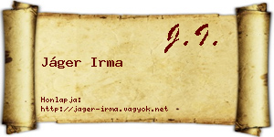 Jáger Irma névjegykártya
